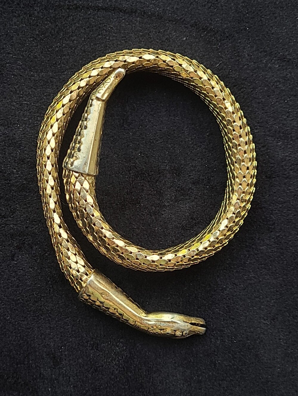Whiting And Davis Vintage Gold Mesh Snake Bracelet